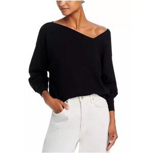 Line and Dot Evereve New Black Asymmetrical neck sweater size Medium Minimalist